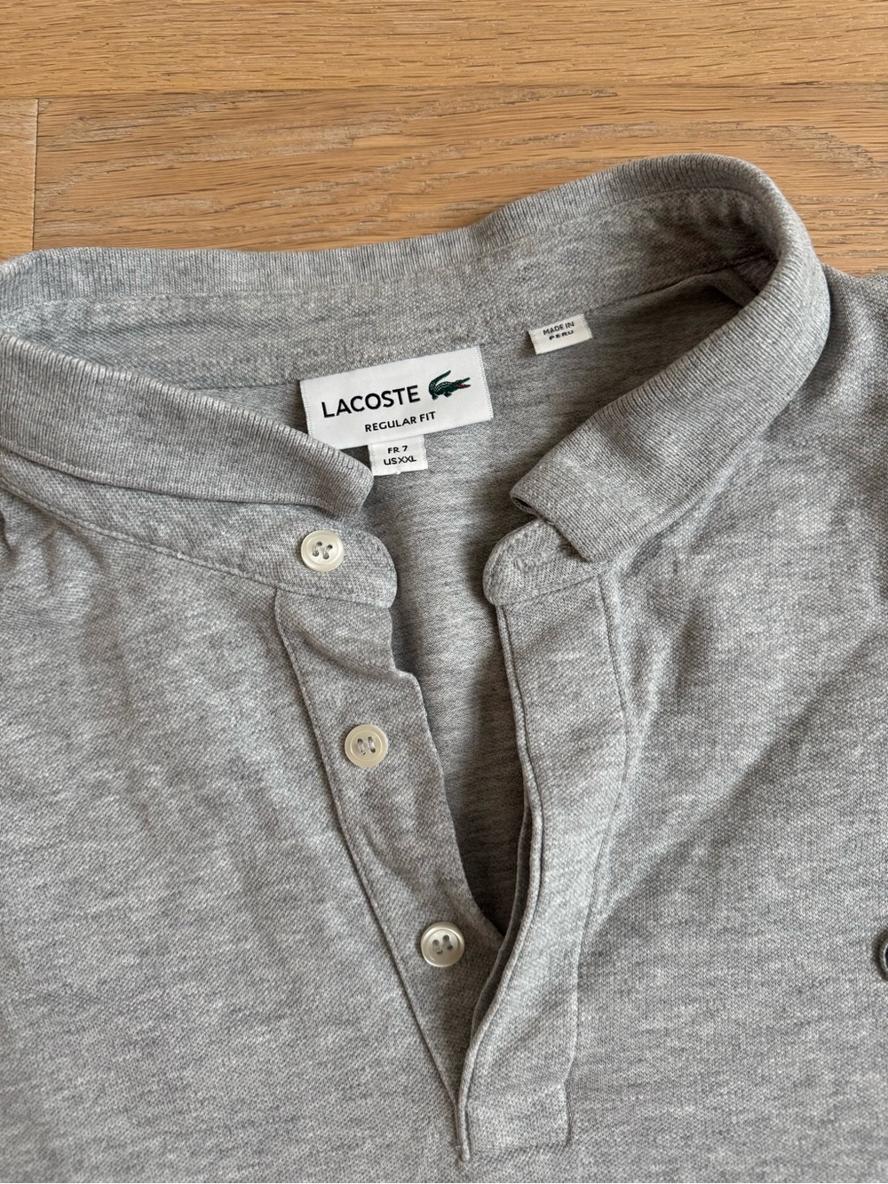 Lacoste Men’s Light Grey Henley Polo Shirt
